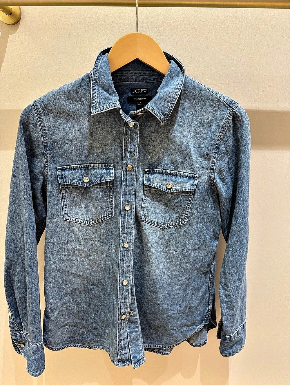 J.CREW Wren Slim Western Chambray Shirt Blue Size 4